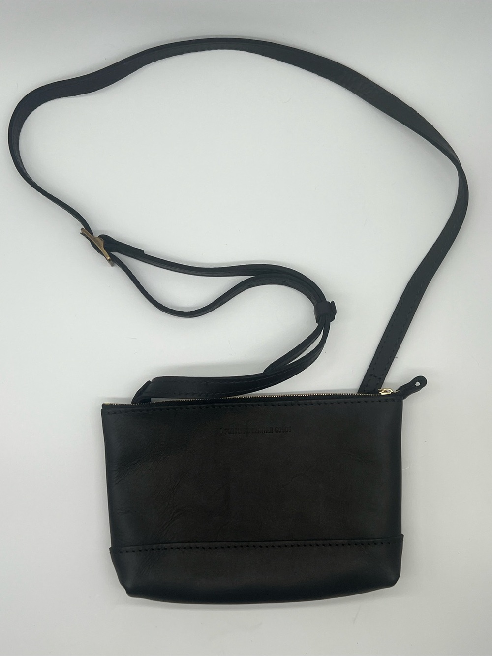 Portland Leather Goods Black Leather Crossbody Bag Purse Minimalist Zip Small